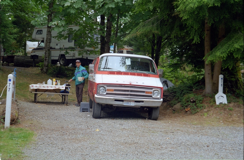 Camping, Larry, Red and White Van