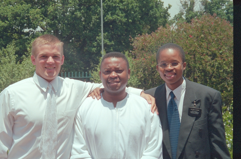 Elders Welling and Kozwa and baptismal candidate