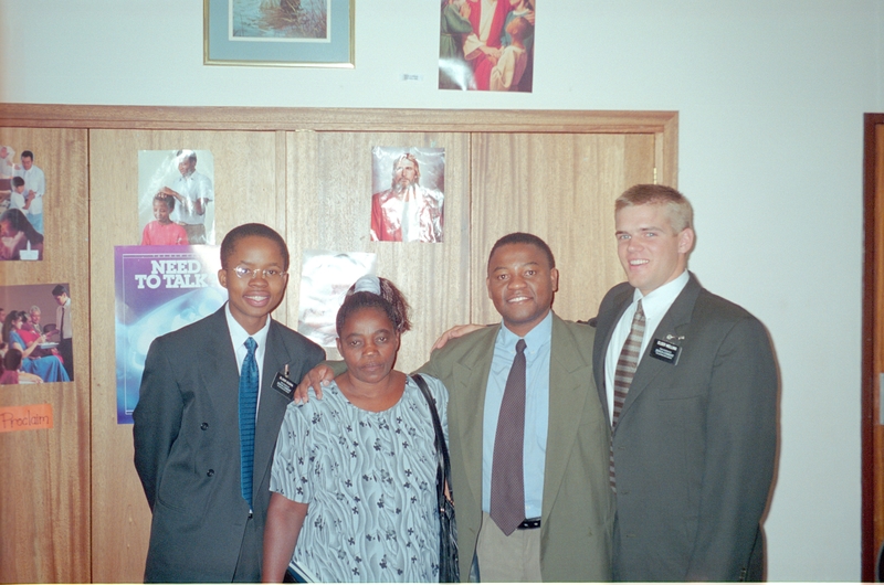 Cousin Kozwa (left, same tribe as Gobo Fango) missionary, members of Soweto ward, Elder Welling