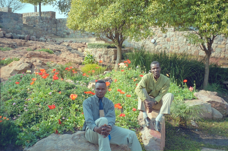 Frances Monetsie and his cousin Isaac at the temple grounds