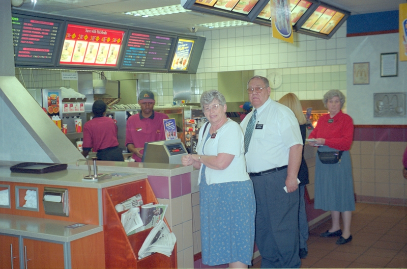 Caldwells, Jean Colton, having lunch