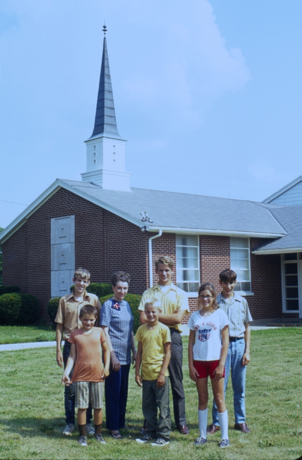 Steve, Brent, Jean, Perry, Don, Maryjo, Jim, probably the chapel in Champaign IL where Don was blessed