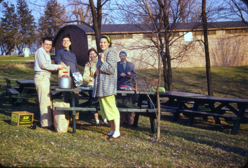 Doug Reed, Tom Hoffling, Joyce Hoffling, Jean Reed, Jean Colton, at Dixon Mounds