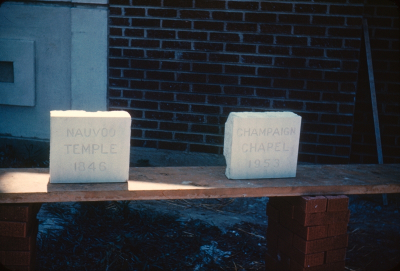 Cornerstones using stone from original Nauvoo temple