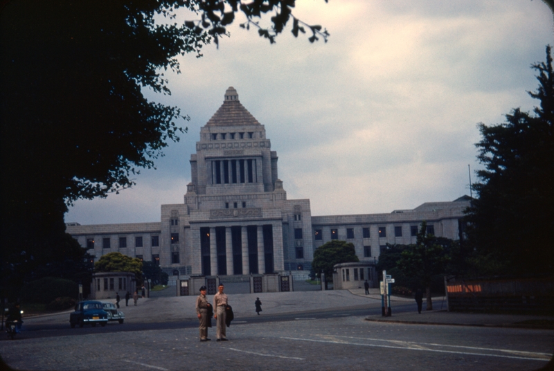 Larry in front of Diet building in Tokyo