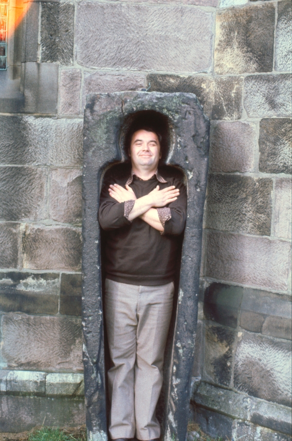 Stone coffin at Duffield church where Joseph Kniveton is buried