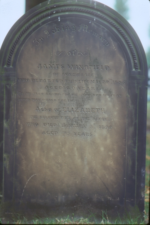 James Wingfield gravestone, also Elizabeth. Can't tie it in (yet).