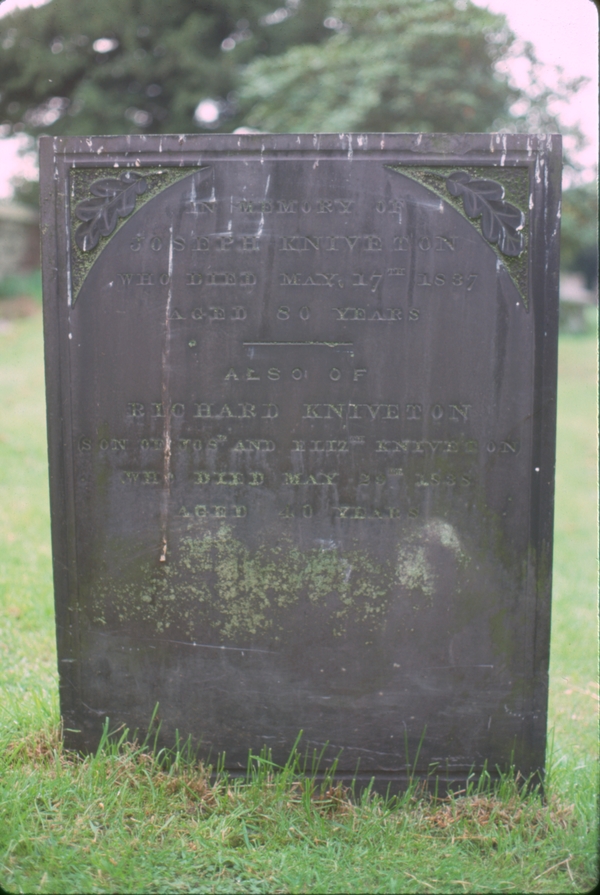 gravestone: Joseph Kniveton (2GG of Larry) and son Richard Kniveton