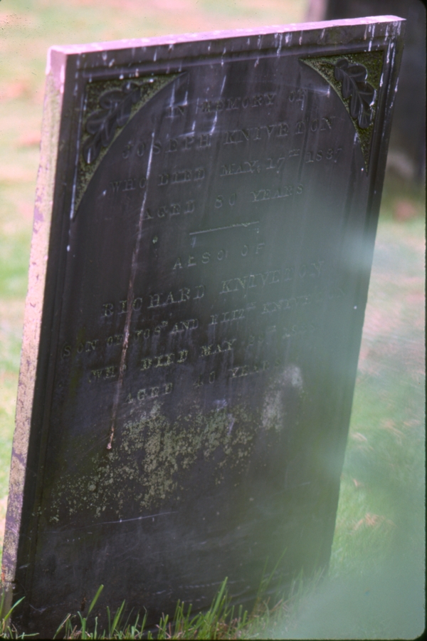 gravestone: Joseph Kniveton (2GG of Larry) and son Richard Kniveton