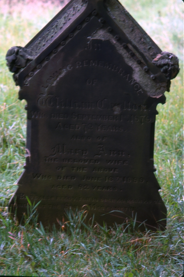 gravestone: William Calton and wife Mary Ann