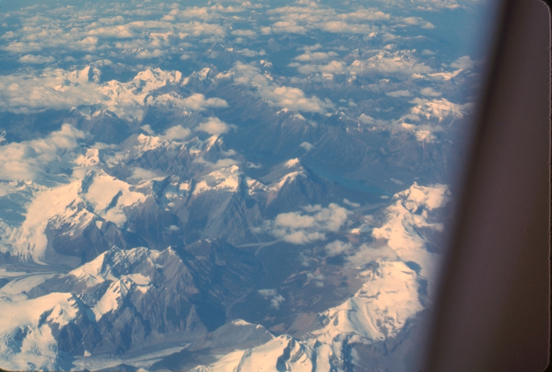 Greenland, from an airplane window, on return flight from England