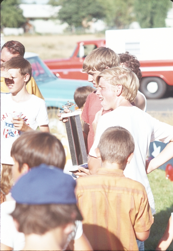 Steve with Soap Box Derby trophy