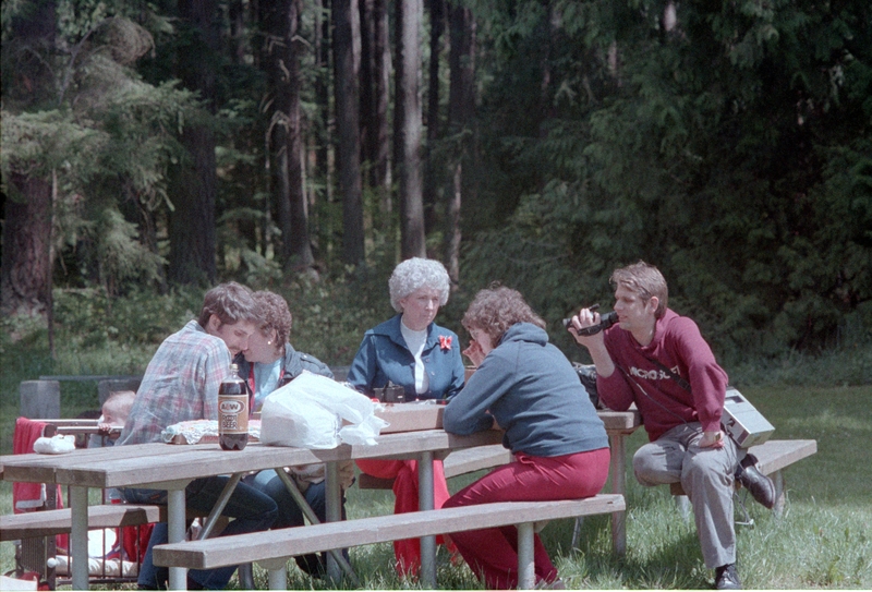 Jim, Cindy, Jean, Lois, Don. Microsoft sweatshirt. VCR recorder.