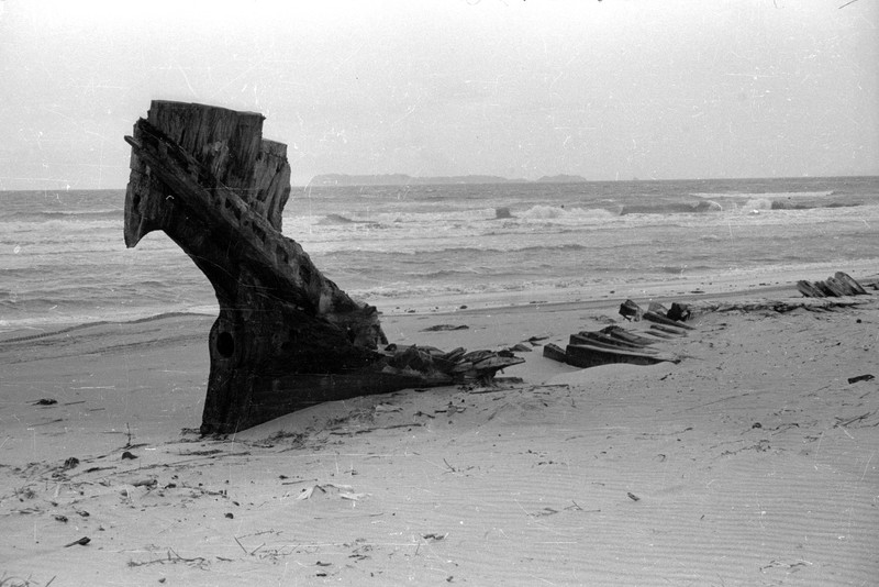 Shipwreck on the beach in Japan