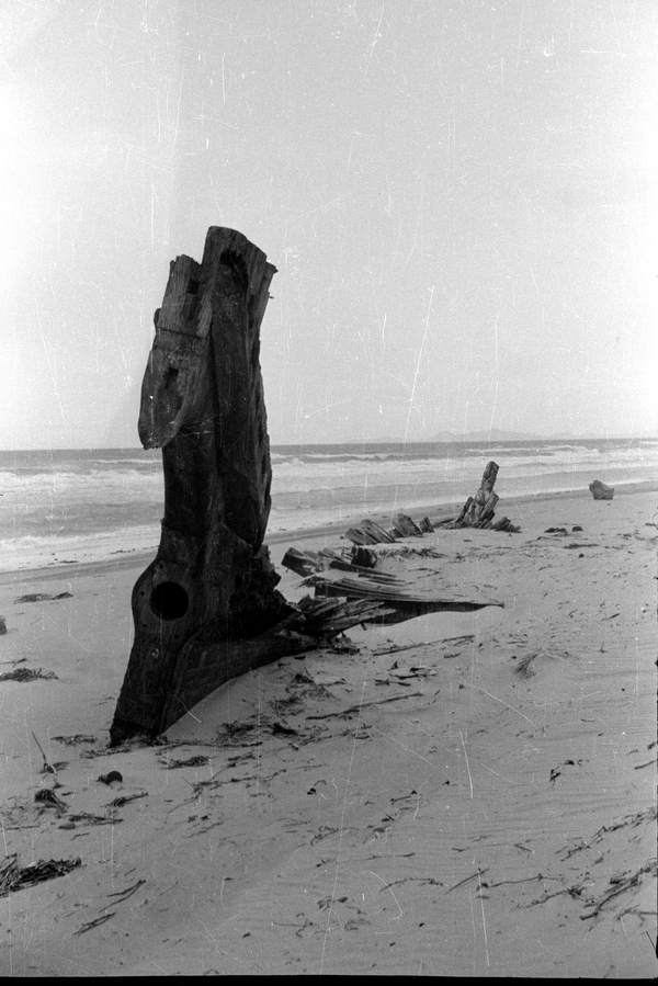 Shipwreck on the beach in Japan