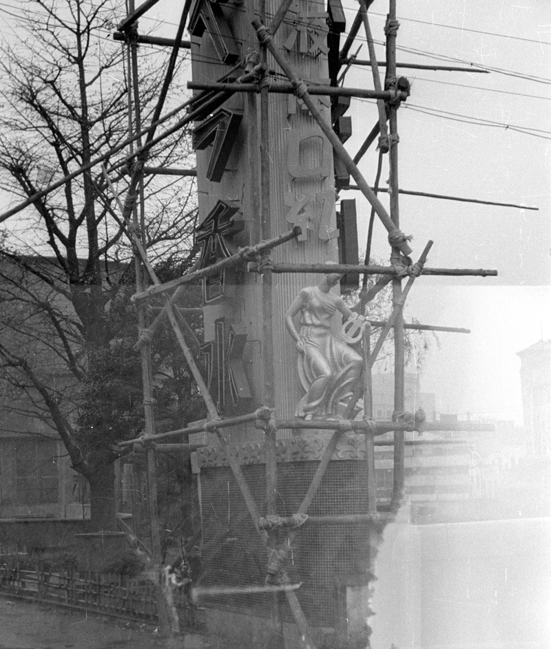 Monument with scaffolding