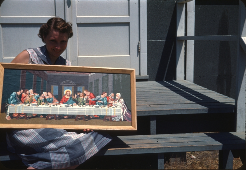 Jean holding Last Supper paint by number