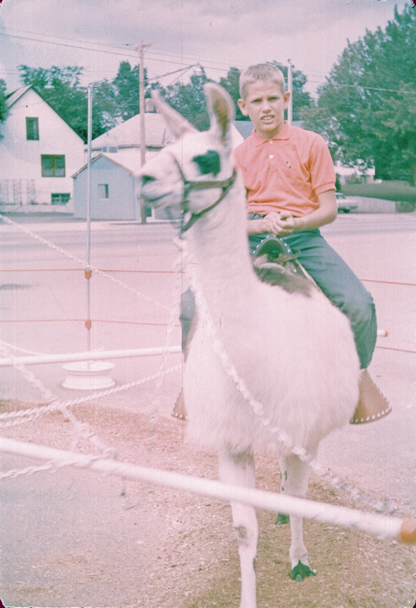 Don Colton on a llama