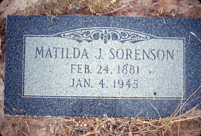 gravestone: Matilda J. Sorenson