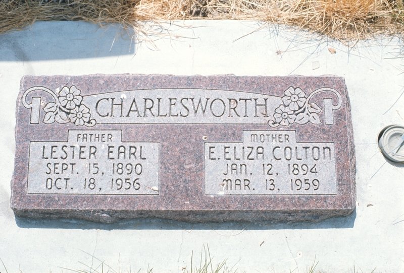 gravestone: Charlesworth, Father Lester Earn, Mother E. Eliza Colton