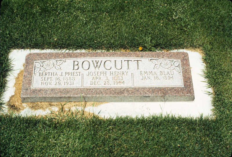 gravestone: Bowcutt, Bertha Priest, Joseph Henry, Emma Blau