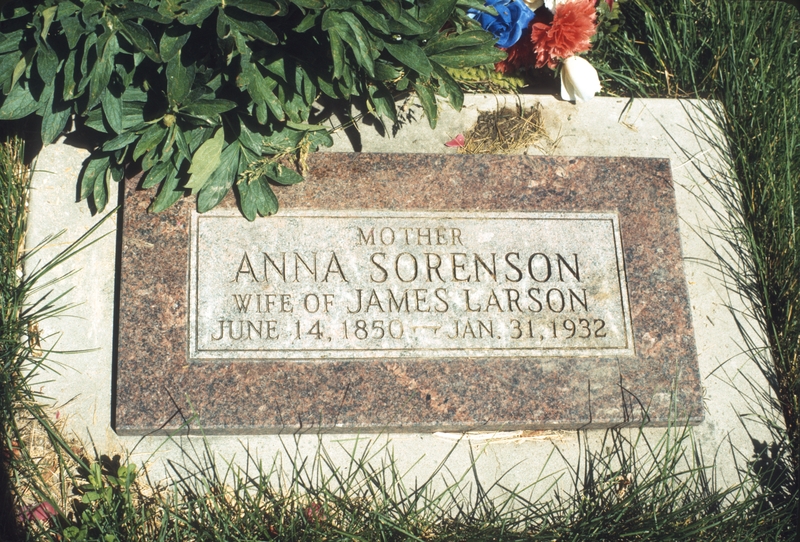 gravestone: Mother Anna Sorenson wife of James Larson