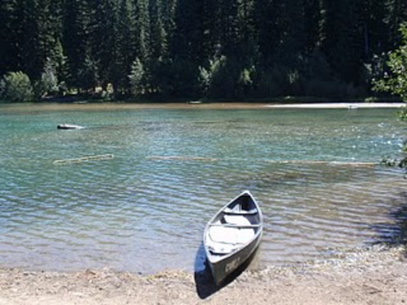 Canoe on lake