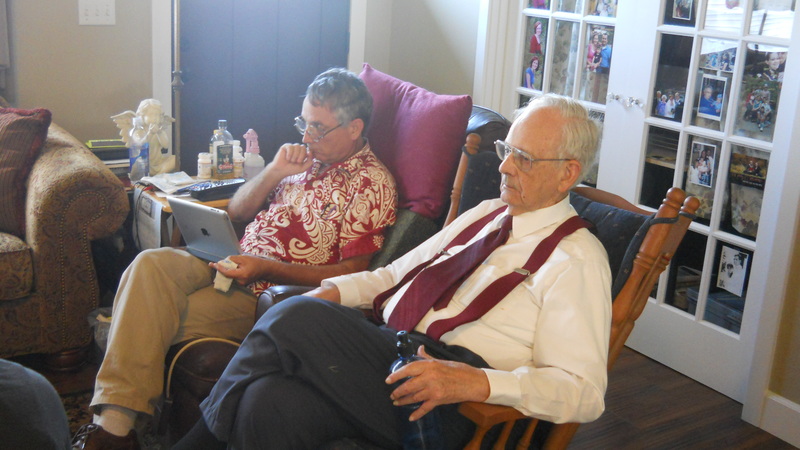 Jim, Larry, at Forsythia