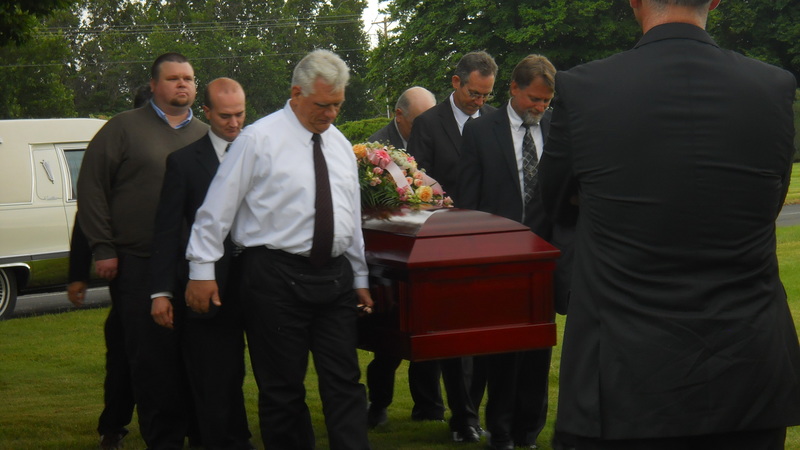 Casket: Jim, xx, xx, Don, Murray, Steve, Perry, Bishop?, Graveside at Einan's