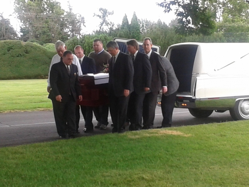 Casket: Don, Funeral Director, Eric Michael, Ross Burton, Brent, Perry, Steve.