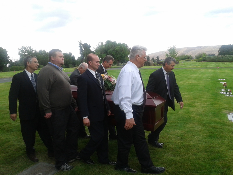 Casket: Jim, Eric Michael, Murray, Ross Burton, Steve, Don, Brent.